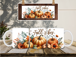 Personalized Ceramic Mug and Matching Coaster Set/11 oz or 15 oz Coffee Mug/Fall Vibes #143