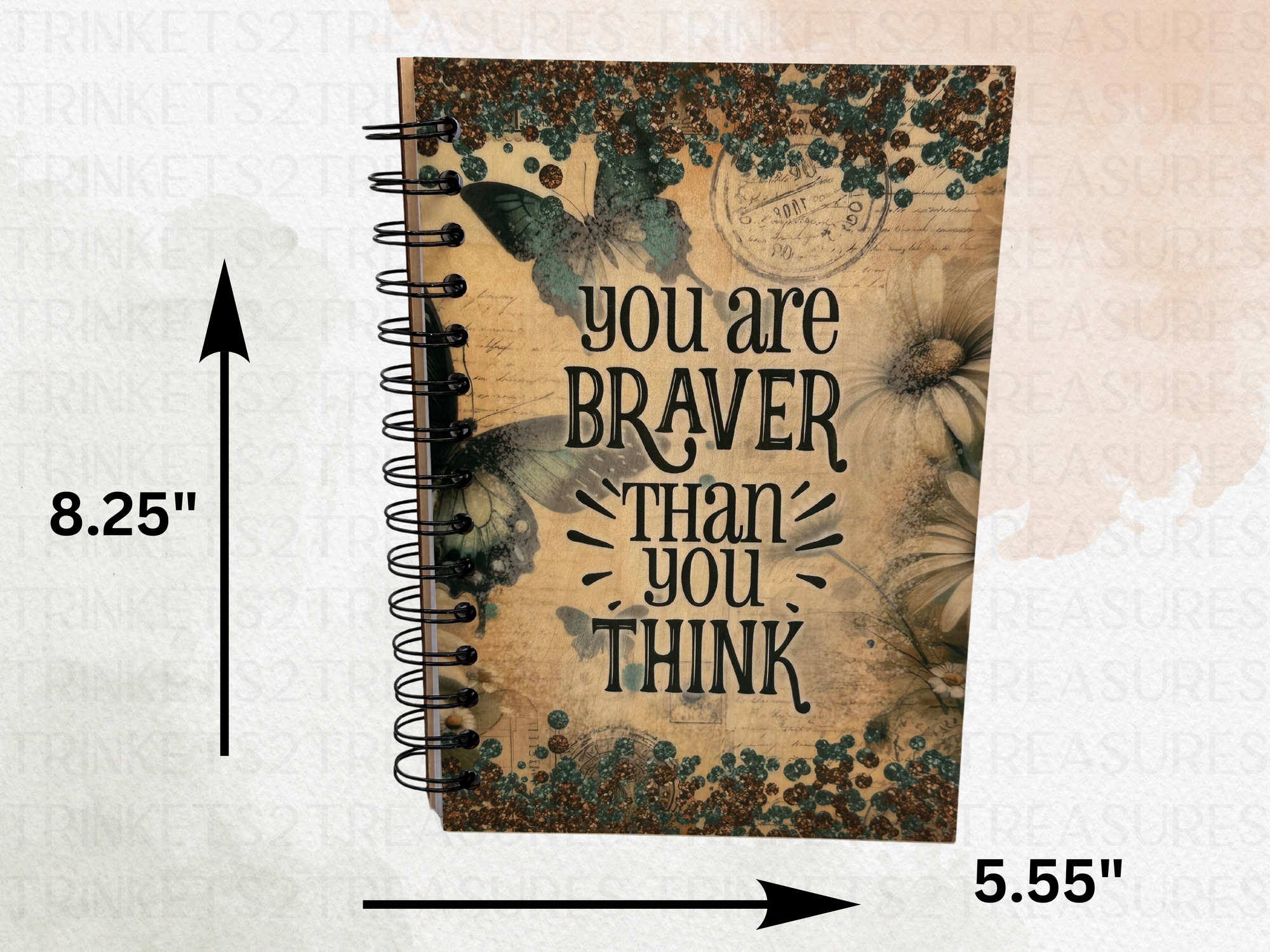 Personalized You Are Braver Than You Think Wood Notebook #1012