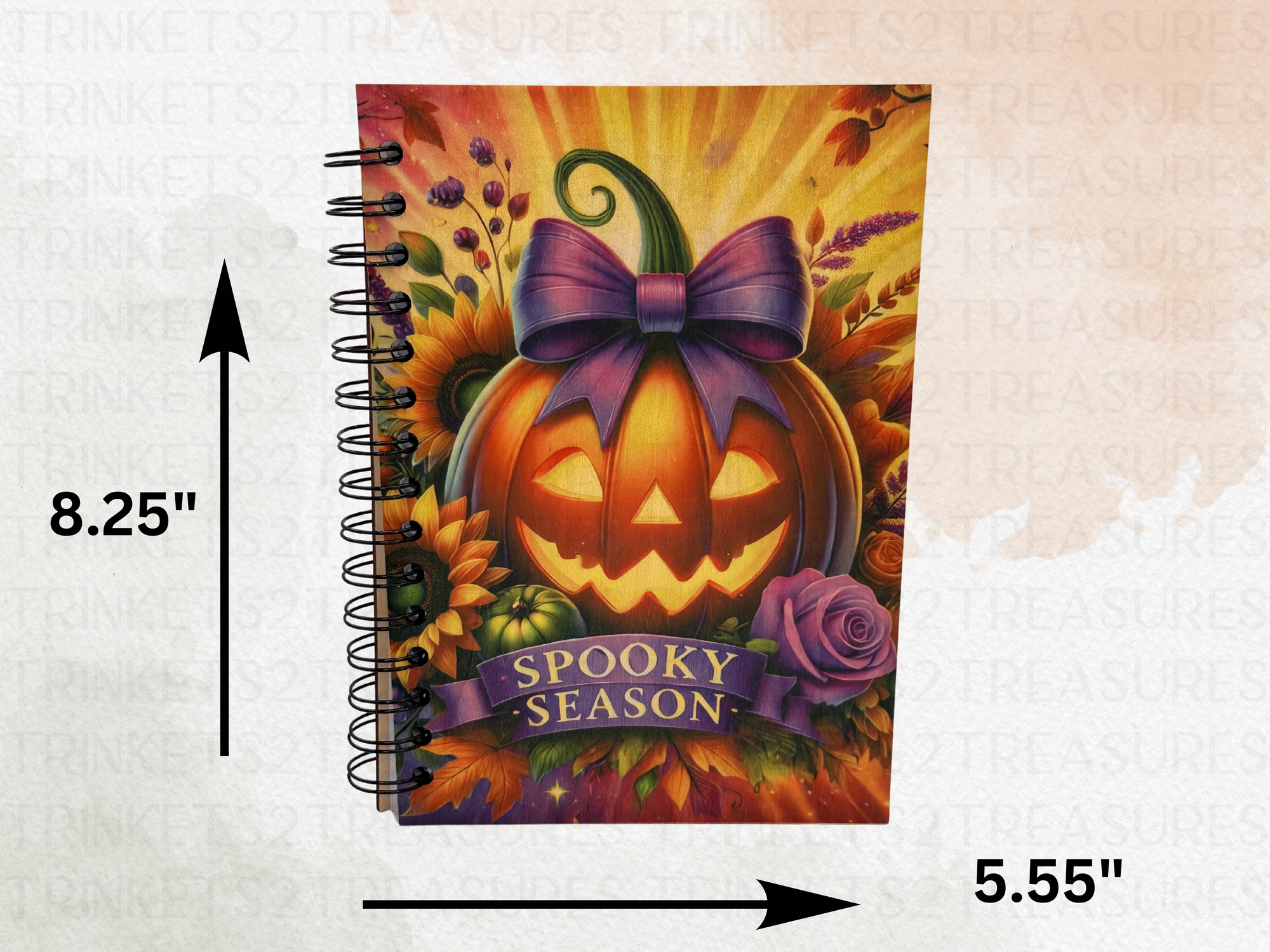 Personalized Spooky Season Wood Notebook #1015