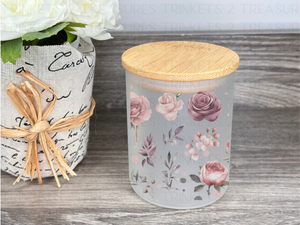 10 oz Frosted Candle Jars with Bamboo Lid/Multi-Purpose Jar/Dusty Rose/#526