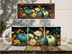 Personalized Ceramic Mug and Matching Coaster Set/11 oz or 15 oz Coffee Mug/Midnight Pumpkins #141