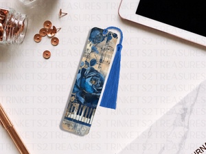 Bookmark and Tassel with Double Sided Sublimation Piano Blues #918