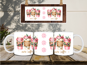 Personalized Ceramic Mug and Matching Coaster Set/11 oz or 15 oz Coffee Mug/Christmas with More Coffee #147