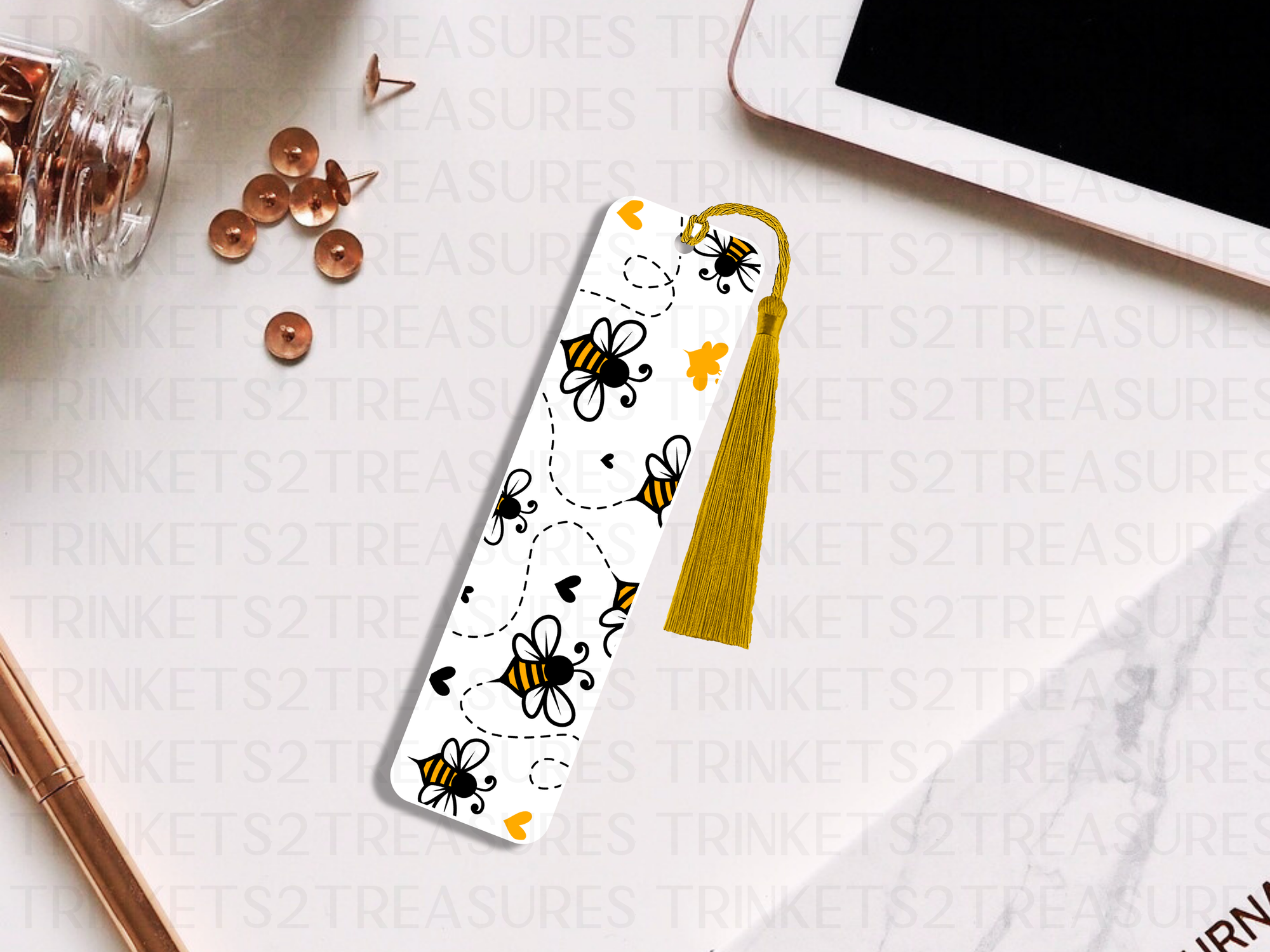 Bookmark and Tassel with Double Sided Sublimation Bumble Bees #934