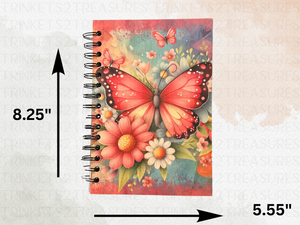 Personalized Pink Butterflies Wood Notebook #1018