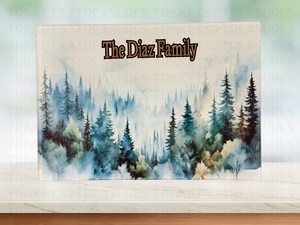 Personalized 8" x 11" Textured & Tempered Glass Cutting Board/Pine View/#614