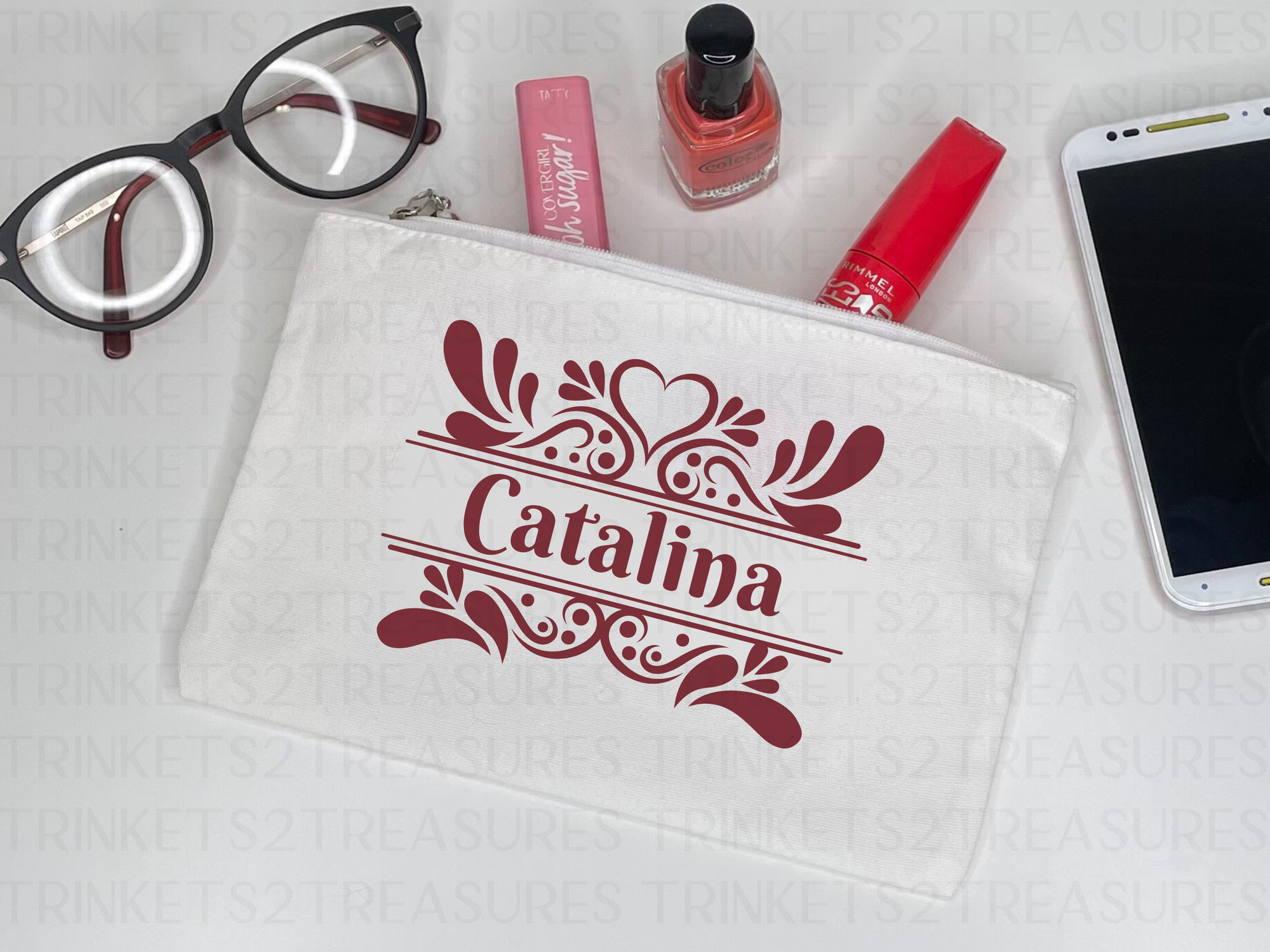 Personalized Canvas Tote Bag with Matching Canvas Make-up Bag Encanto #723