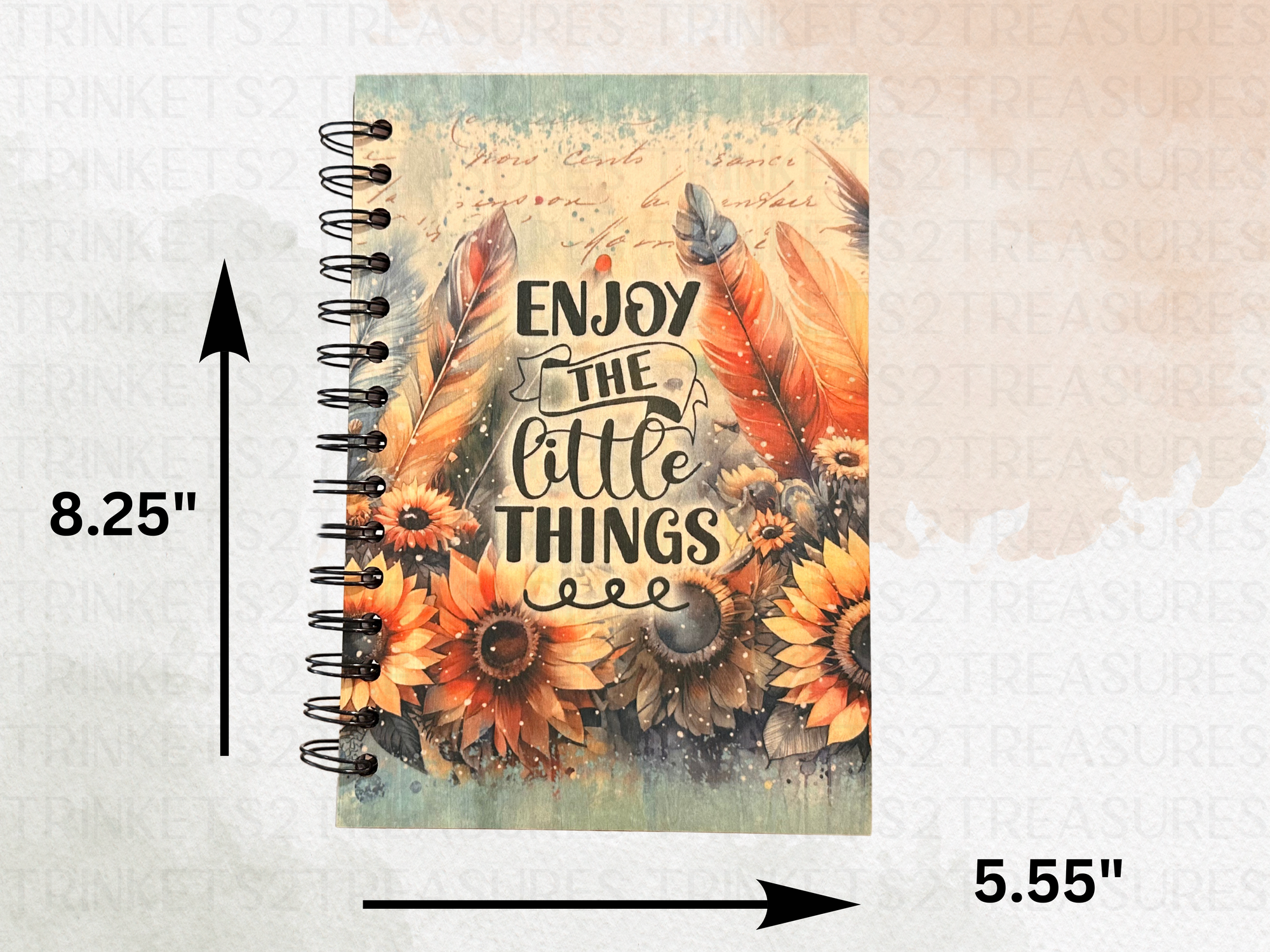 Personalized Enjoy The Small Things Wood Notebook #1017