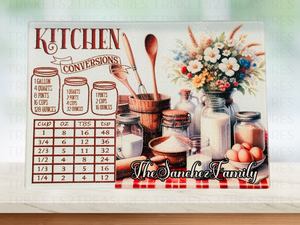 Personalized 8" x 11" Textured & Tempered Glass Cutting Board/Kitchen Conversions/Space Saving Kitchen Accessory/#605