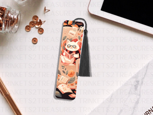 Bookmark and Tassel with Double Sided Sublimation Kitty Reader #916