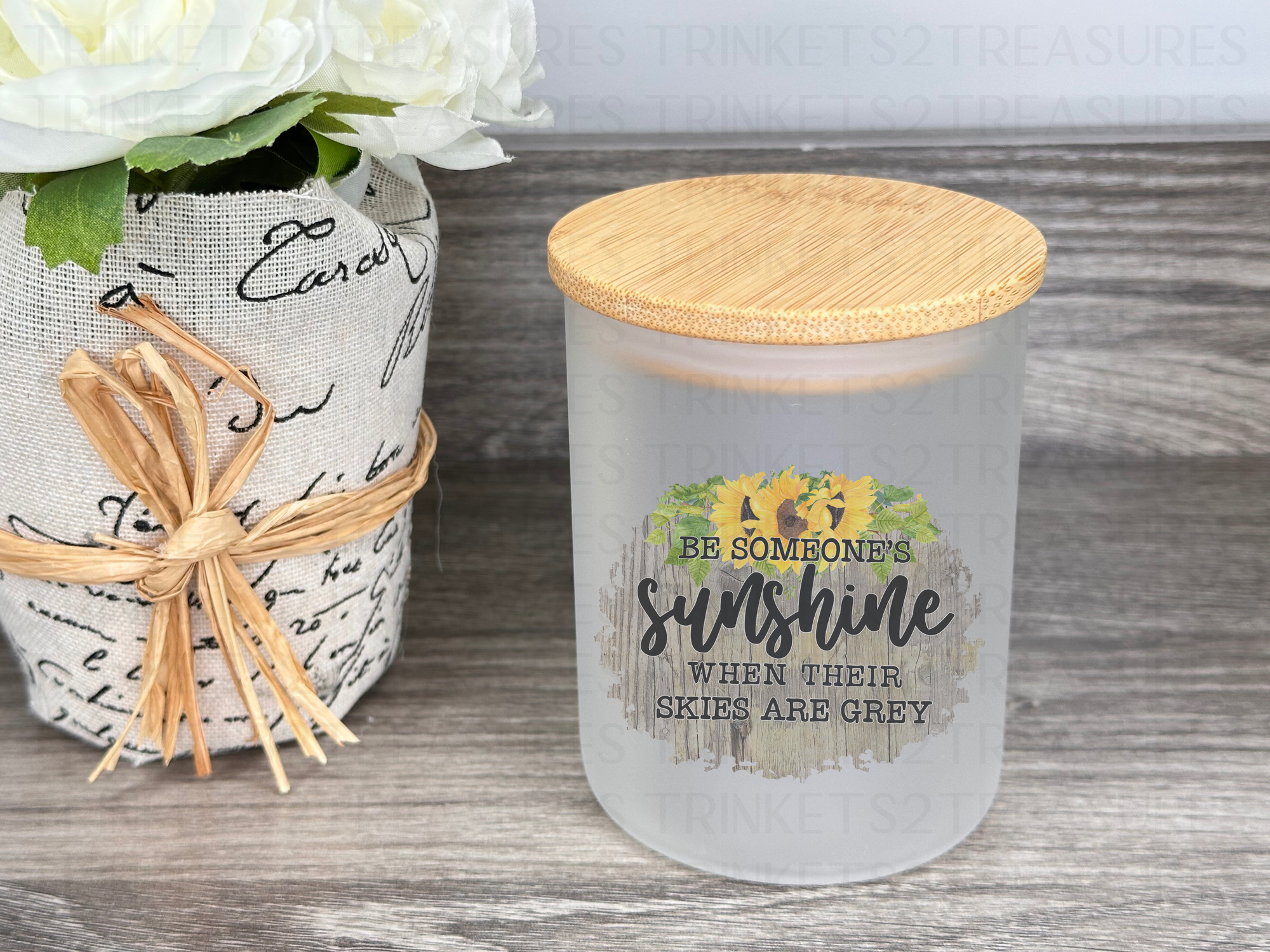 10 oz Frosted Candle Jars with Bamboo Lid/Multi-Purpose Jar/Be Someone's Sunshine/#520