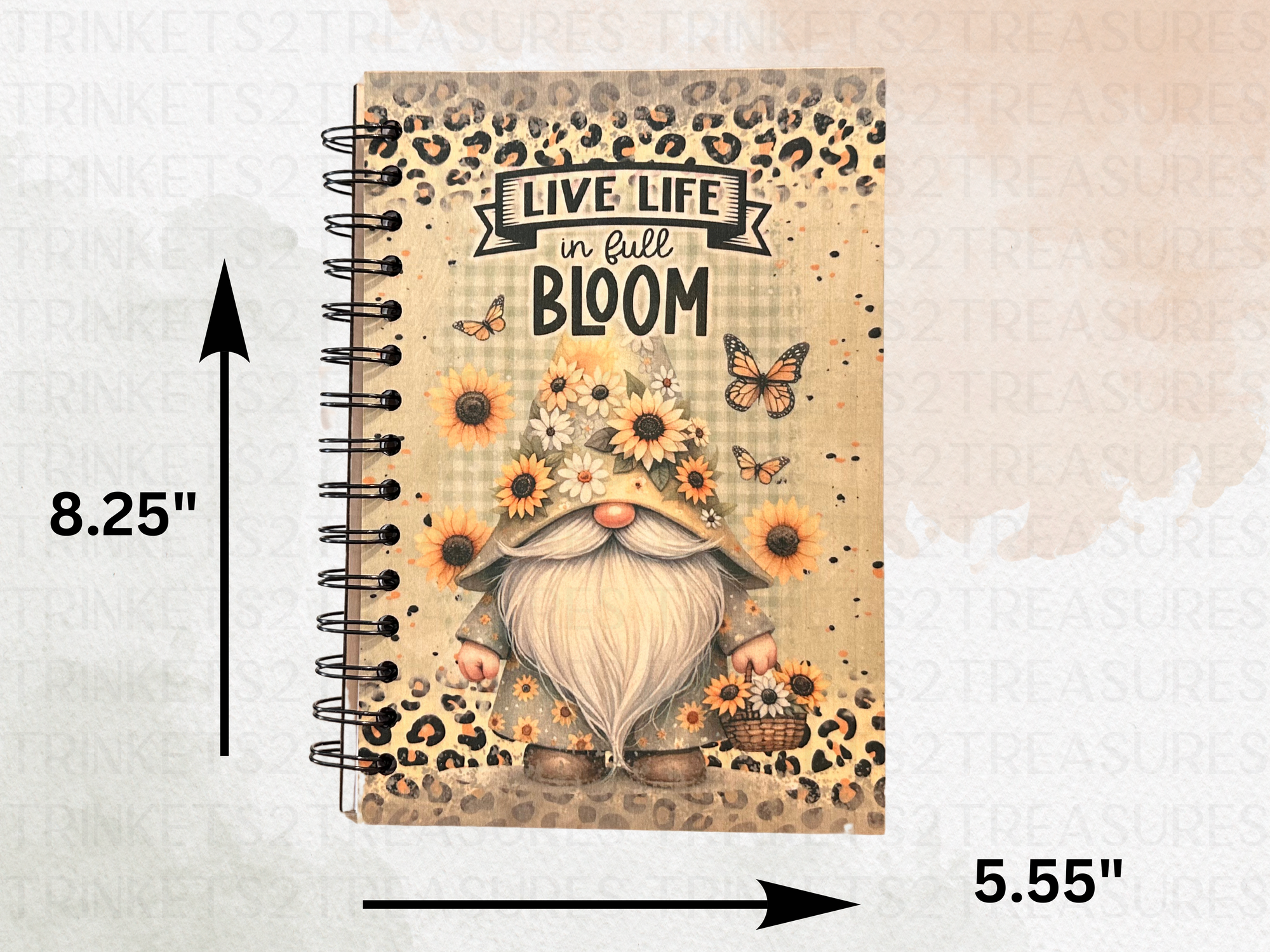 Personalized Live Life In Full Bloom Wood Notebook #1019