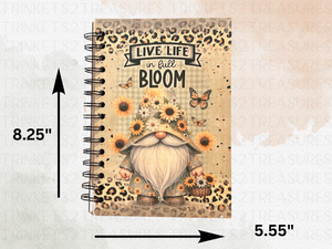 Personalized Live Life In Full Bloom Wood Notebook #1019