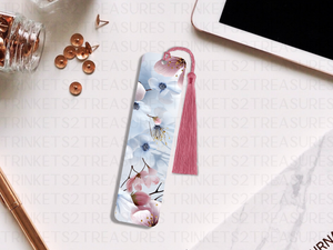 Bookmark and Tassel with Double Sided Sublimation Pink Blossoms #930