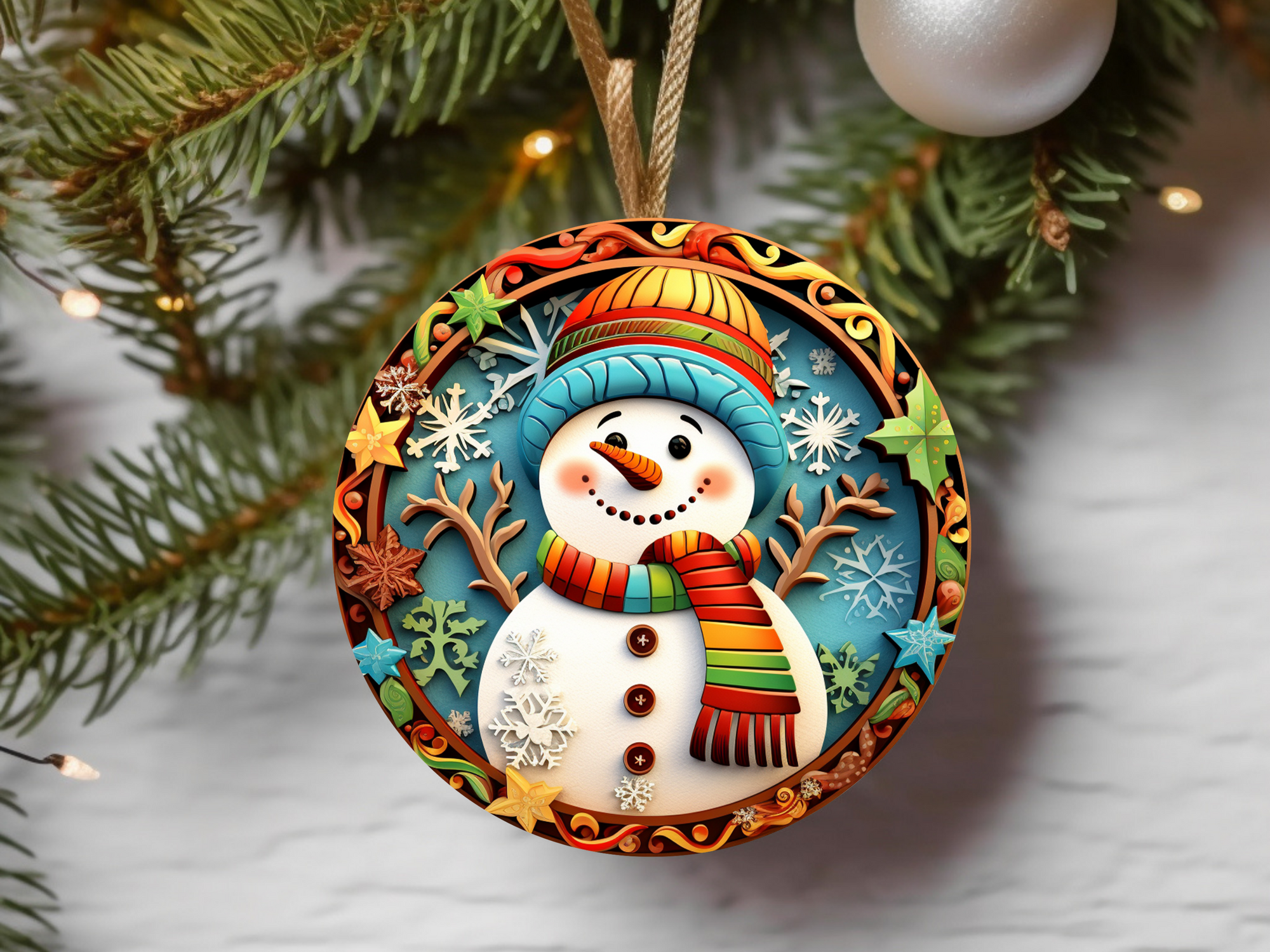 3" Ceramic Festive Snowman #413