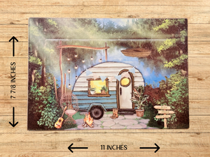 Personalized 8" x 11" Textured & Tempered Glass Cutting Board/Campground/#616