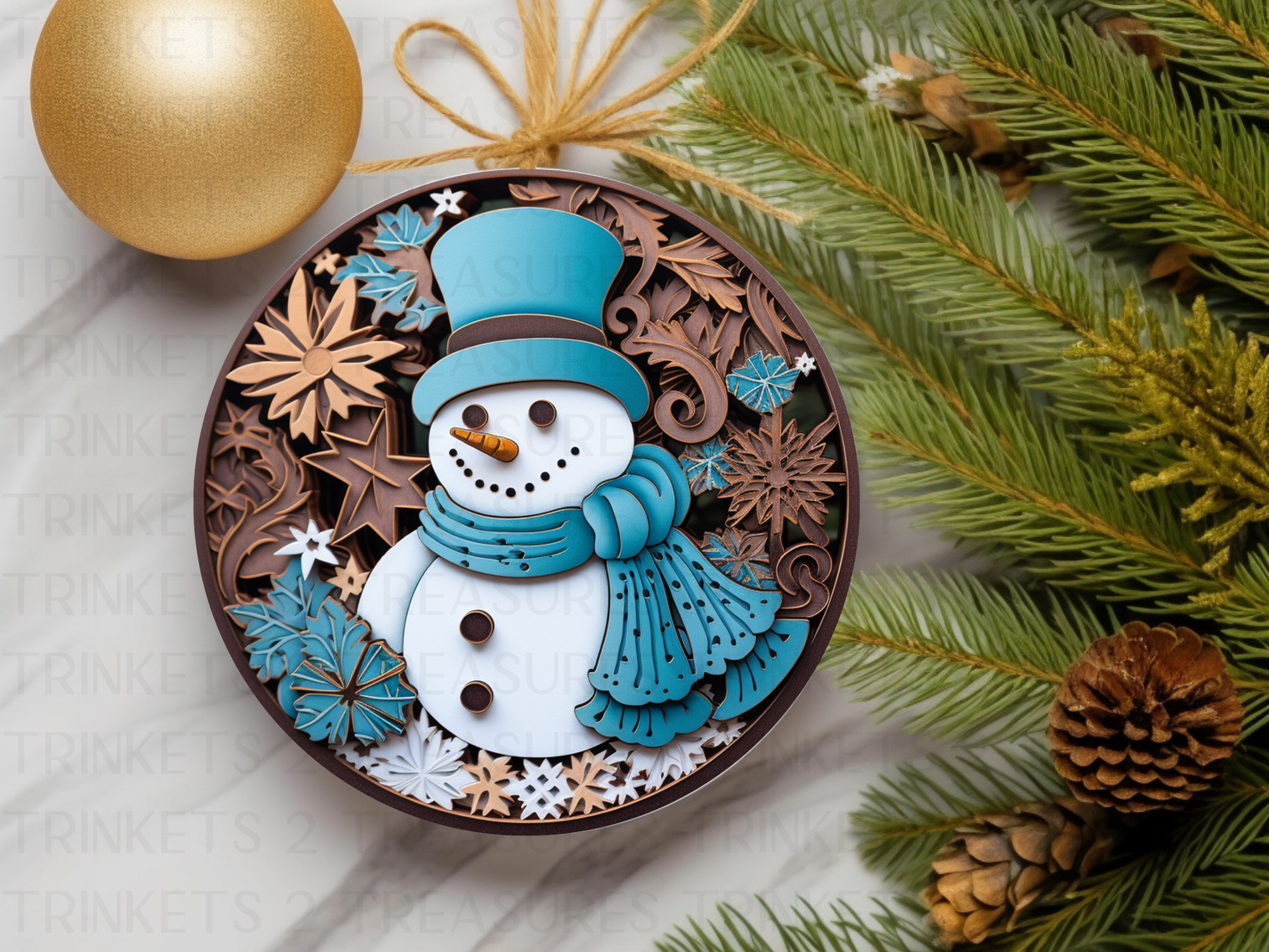 3" Acrylic or MDF Elegant Ornaments Snowman Delights Series #403