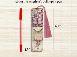 Bookmark and Tassel with Double Sided Sublimation Butterfly Script #915