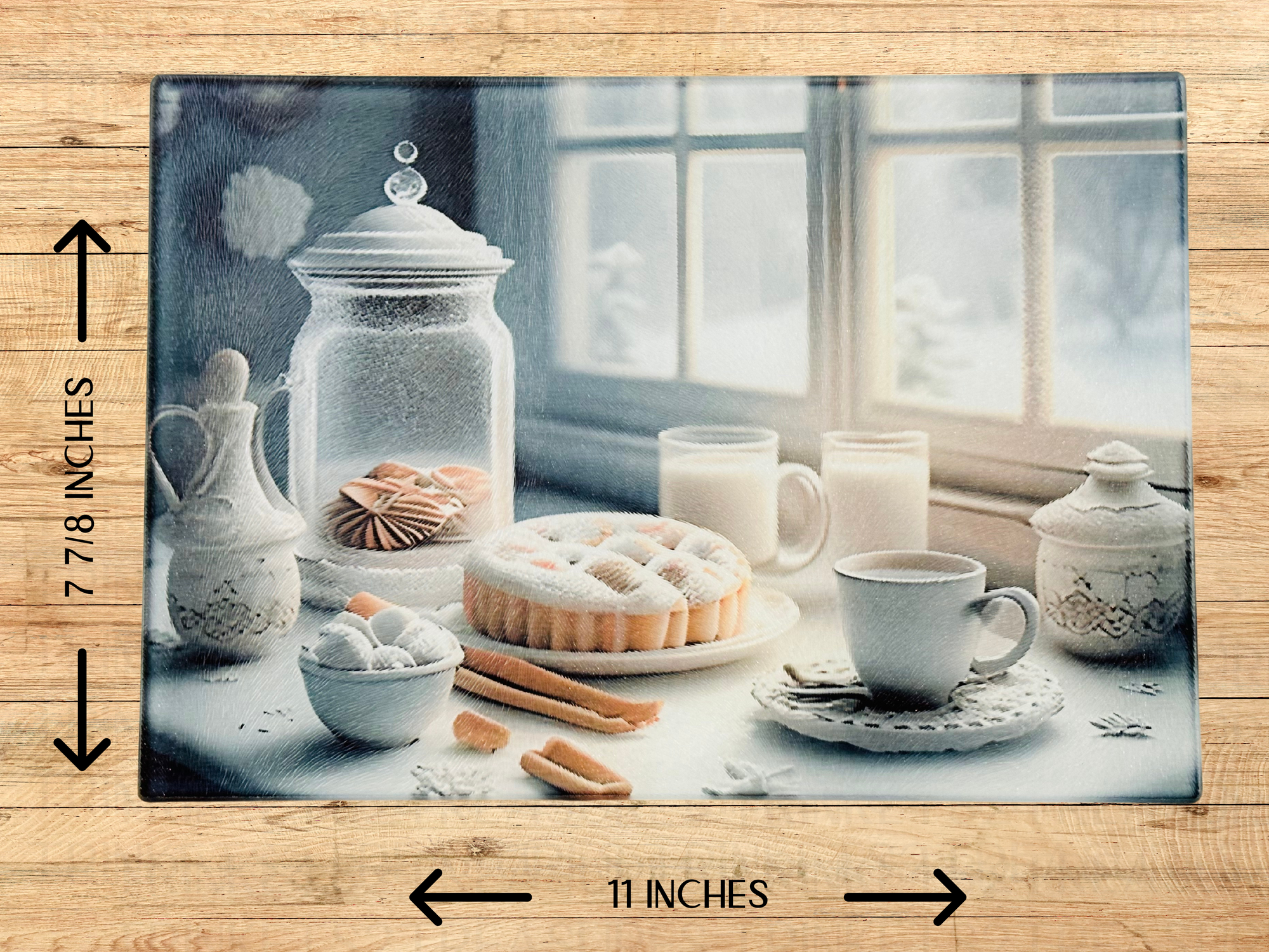 Personalized 8" x 11" Textured & Tempered Glass Cutting Board/Winter Sweets/#618