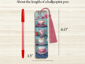 Bookmark and Tassel with Double Sided Sublimation Dainty Tea Cups #914