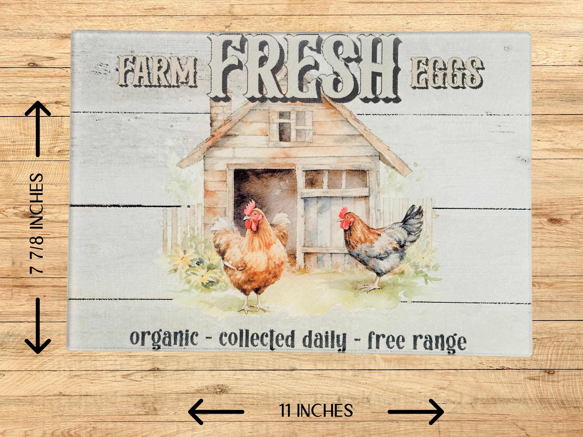 Personalized 8" x 11" Textured & Tempered Glass Cutting Board/Country Kitchen/#615