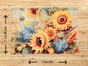 Personalized 8" x 11" Textured & Tempered Glass Cutting Board/Sunflower Field/#610