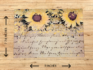 Personalized 8" x 11" Textured & Tempered Glass Cutting Board/Sunflower Script/#608