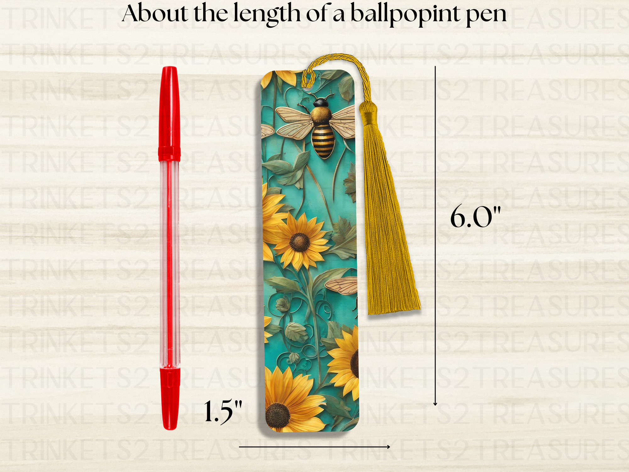 Bookmark and Tassel with Double Sided Sublimation Sunflower bee #923