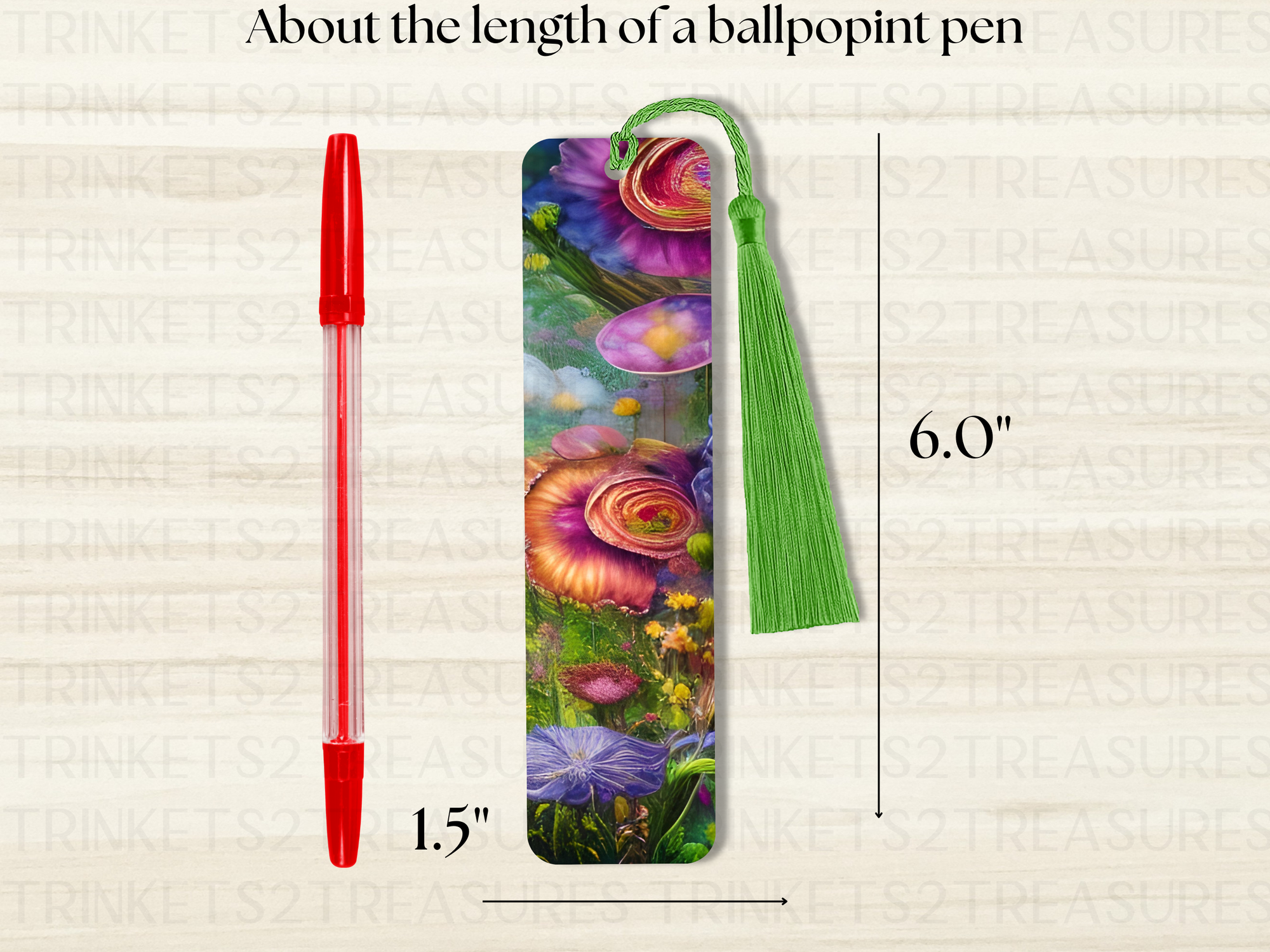 Bookmark and Tassel with Double Sided Sublimation Mystic Flowers #912