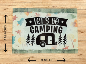 Personalized 8" x 11" Textured & Tempered Glass Cutting Board/Let's Go Camping/#611