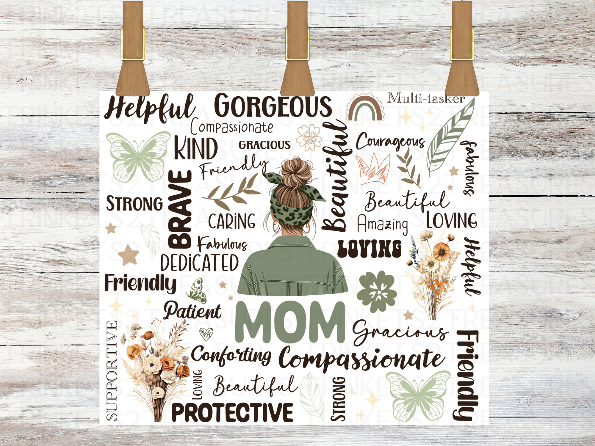 Personalized 20 oz Stainless Steel Tumbler with Metal Straw and Mom Description Designs #330