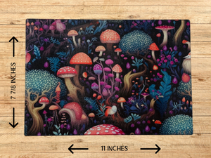 Personalized 8" x 11" Textured & Tempered Glass Cutting Board/Mystic Mushroom #609