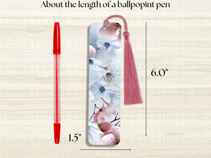 Bookmark and Tassel with Double Sided Sublimation Pink Blossoms #930