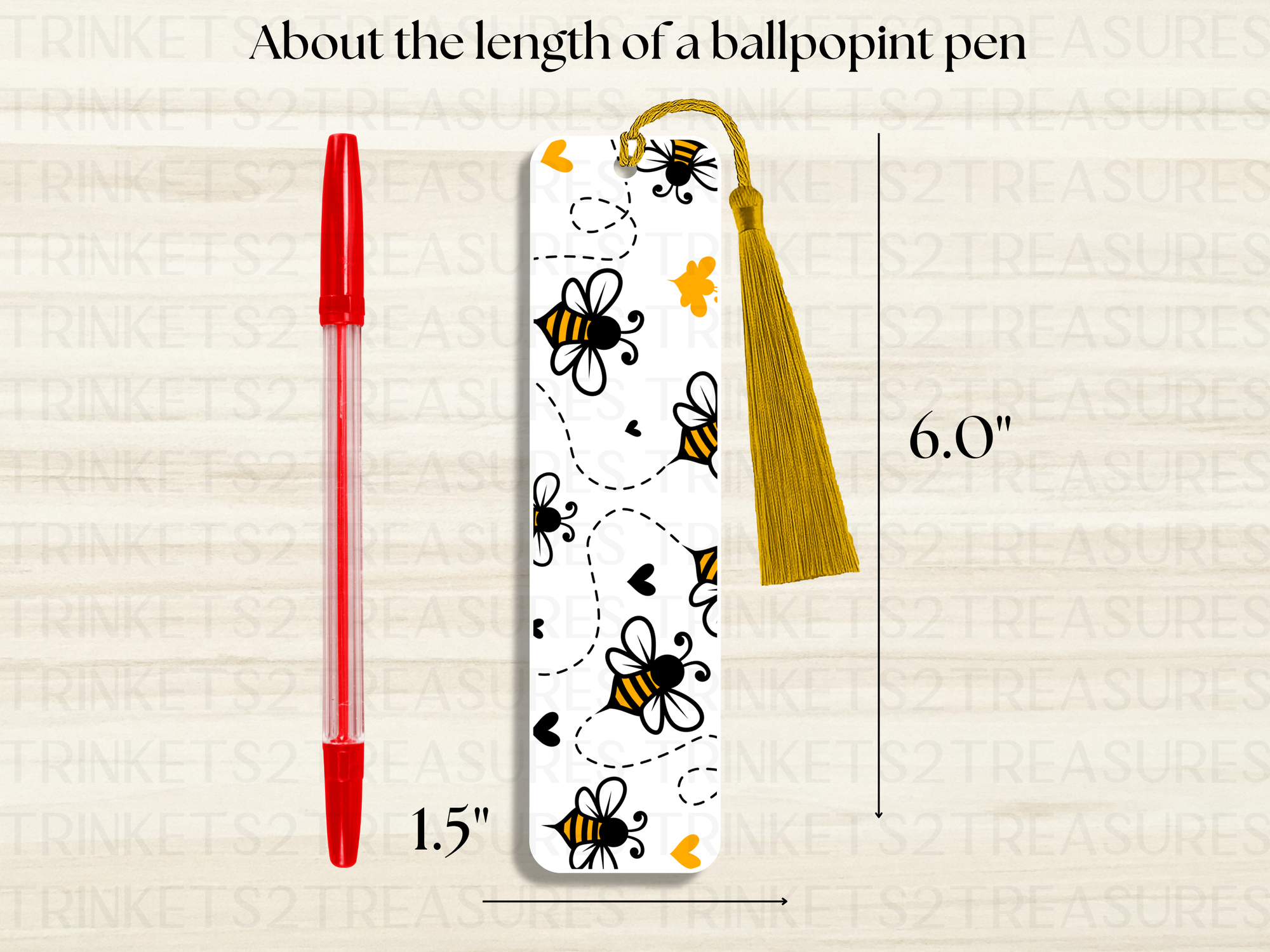 Bookmark and Tassel with Double Sided Sublimation Bumble Bees #934