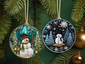 3" Acrylic or MDF Elegant Ornaments Snowman Delights Series #403