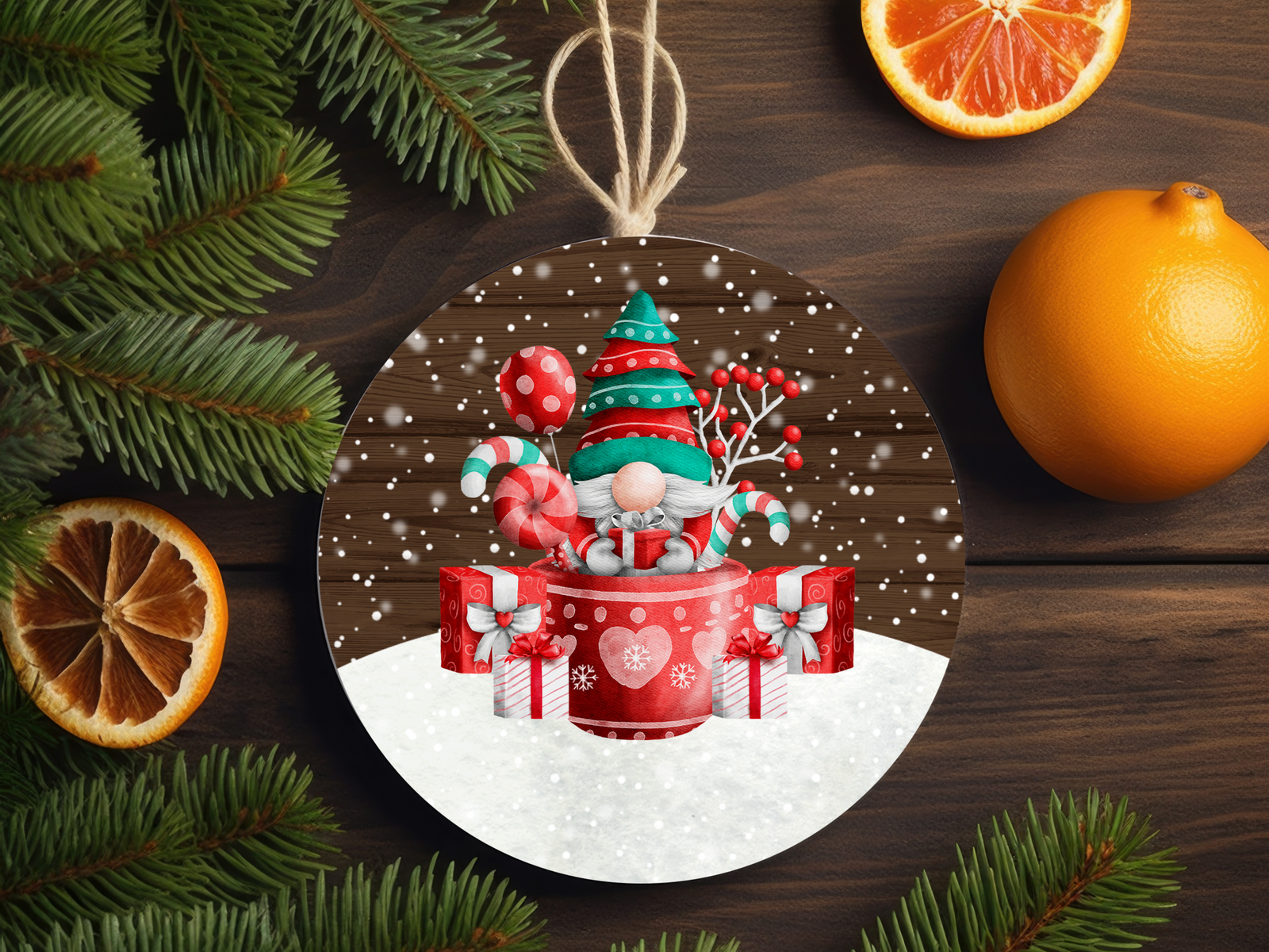 3" Ceramic Ornament Winter Gnome #418