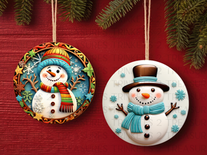 3" Acrylic or MDF Elegant Ornaments Snowman Delights Series #403