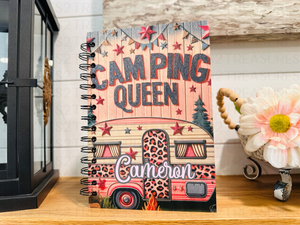 Personalized Camping Queen Wood Cover Notebook #1006