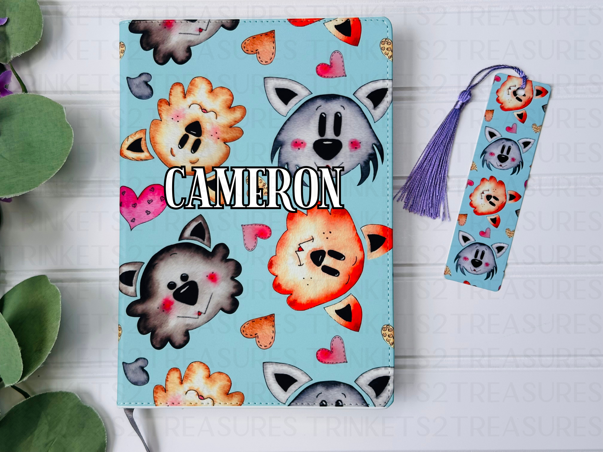 Personalized Journal and Matching Bookmark Kitty Love Keepsake Journal #813