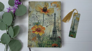 Personalized Journal and Matching Bookmark Spring in Paris Keepsake Journal #817