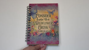 Personalized Butterflies & Wildflowers Wood Cover Notebook #1010