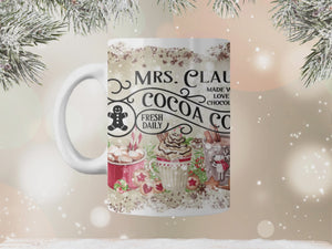 Personalized Ceramic Mug and Matching Coaster Set/11 oz or 15 oz Coffee Mug/Mrs. Claus Cocoa Company #146