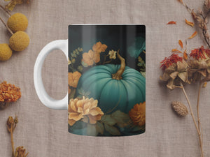 Personalized Ceramic Mug and Matching Coaster Set/11 oz or 15 oz Coffee Mug/Midnight Pumpkins #141