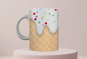 Personalized Ceramic Coffee Mug and Matching Coaster Set/11 oz or 15 oz/Ice Cream Cone/#101