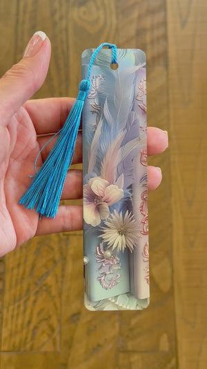 Bookmark and Tassel with Double Sided Sublimation Elegant Blue Book #907