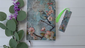 Personalized Journal and Matching Bookmark Lacy Bird Keepsake Journal #820