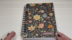 Personalized Midnight Flowers Wood Notebook #1013