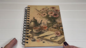 Personalized Tea Time Wood Notebook #1022