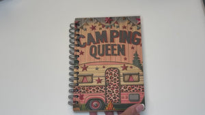 Personalized Camping Queen Wood Cover Notebook #1006