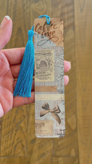 Bookmark and Tassel with Double Sided Sublimation Coffee Time #905